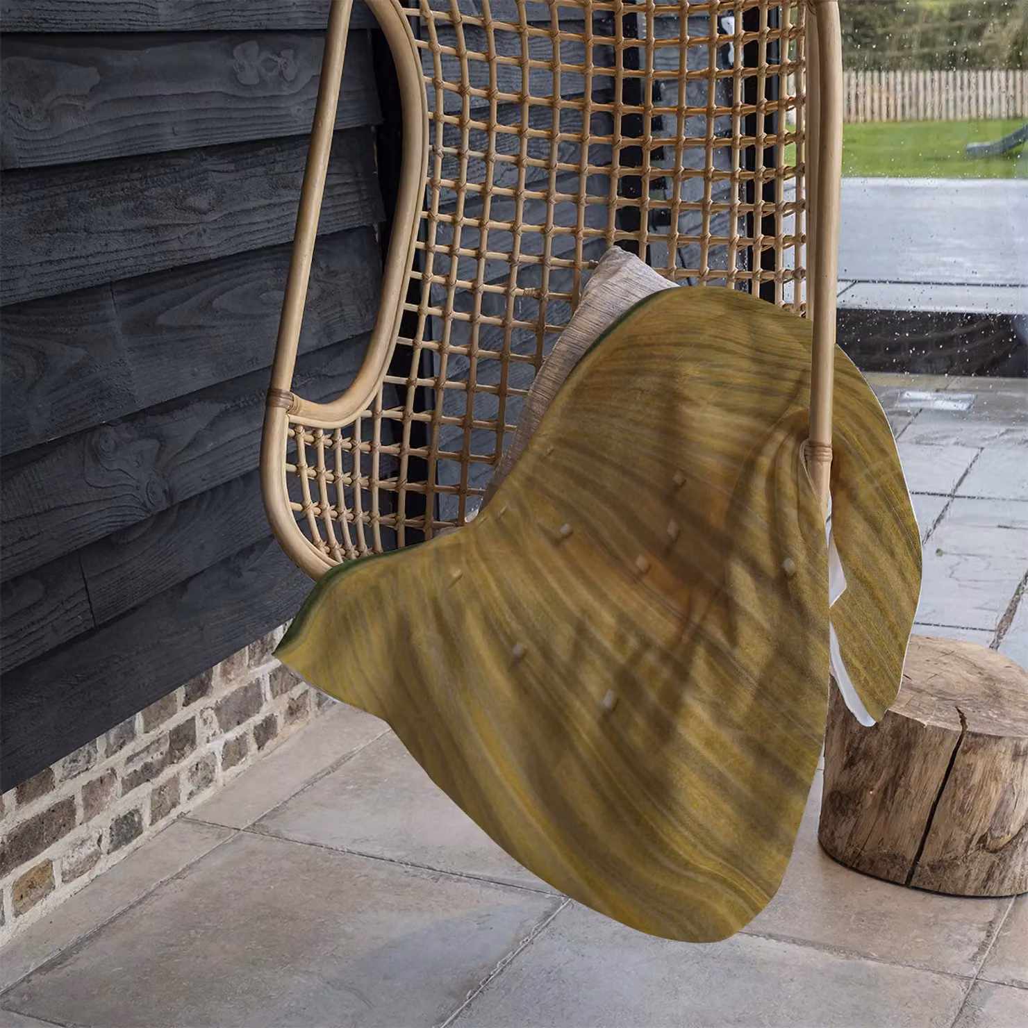 Benjamin Tate Design Straw Bales of Wheat Lying on Harvested Field Fleece Blanket in Yellow and Beige, W/D/H: 120 x 150 cm – 3