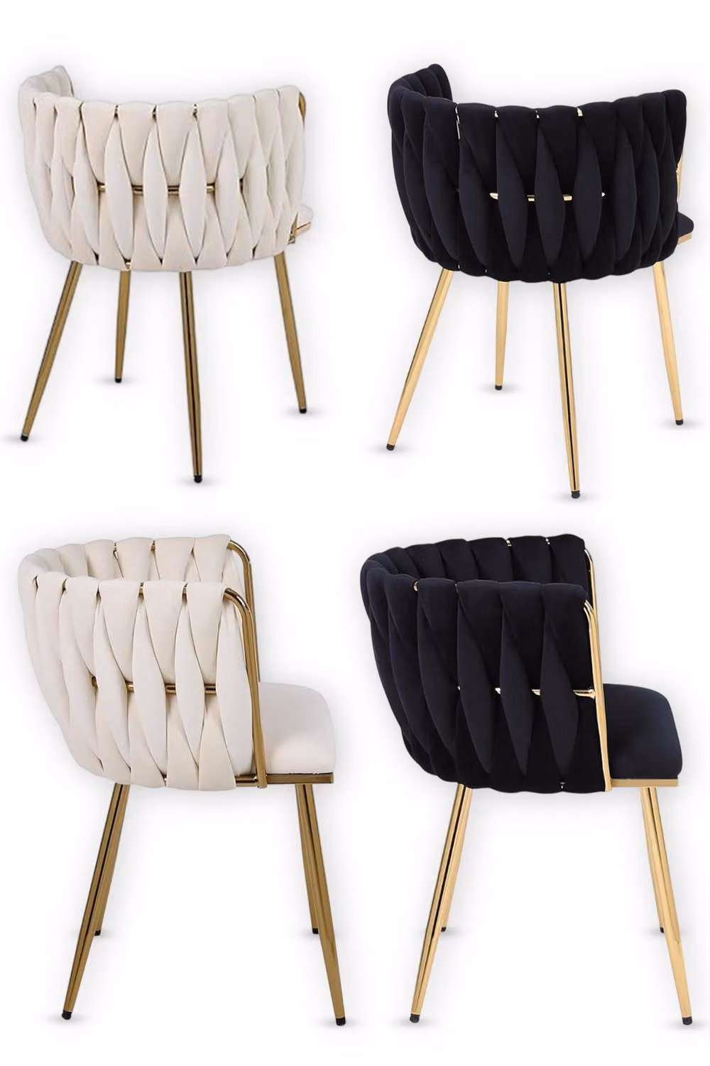 Hygrad Built to Survive Set of 2 Luxury Velvet and Metal Upholstered Dining Chairs in Black and Gold – 8