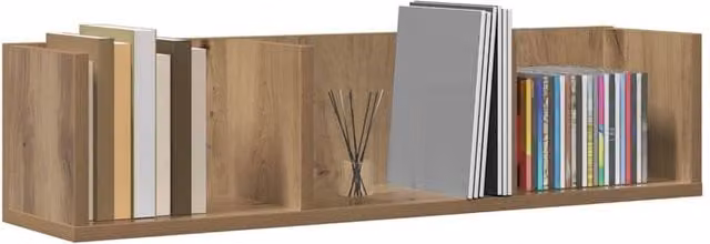 Berkfield Home Artisan Oak Decorative CD Wall Shelf, Brown, W/D/H: 75 x 18 x 18 cm