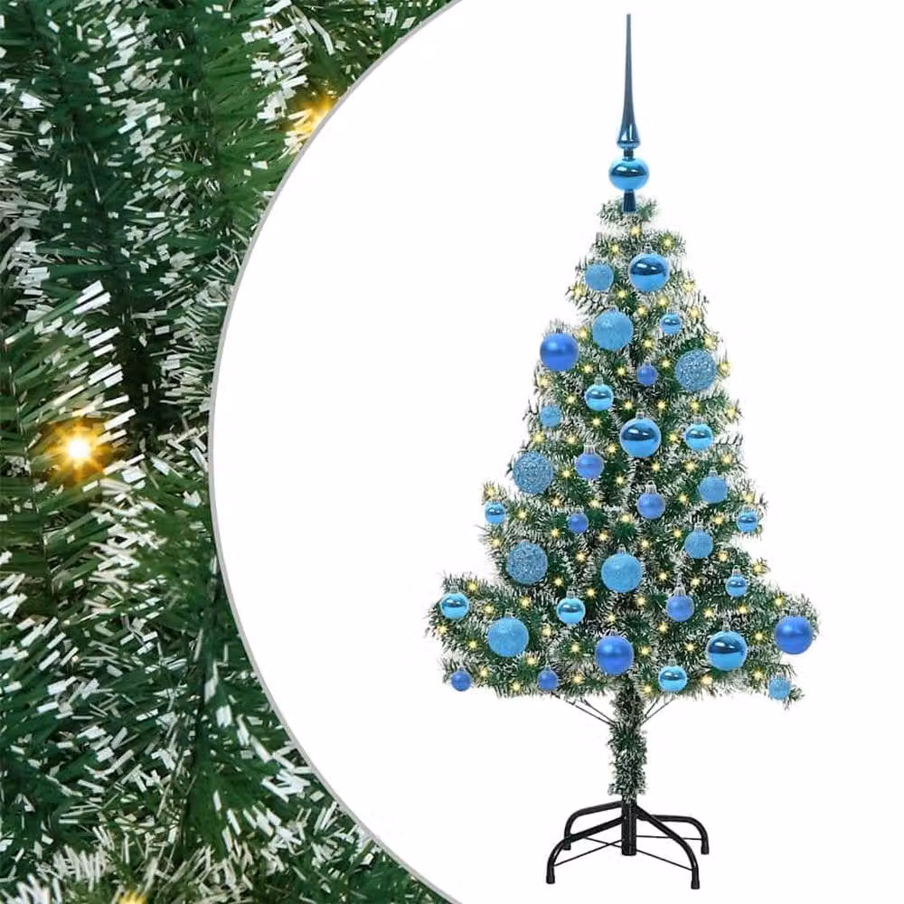 Berkfield Home Snow Flocked Artificial Christmas Tree with LED Lights, Green, Height: 120 cm – 2