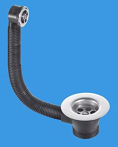 McAlpine Silver 1 1/2 inch Kitchen Sink Combined Waste and Overflow with CP Overflow Grid FSW2PC70 – 2