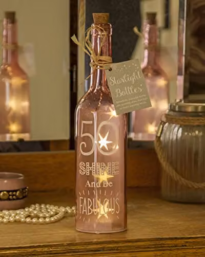 Boxer Gifts SB1250 Light-Up LED 50th Birthday Starlight Glass Bottle, Pink, H 29.5 cm x W 6.7 cm x D 6.7 cm – 2