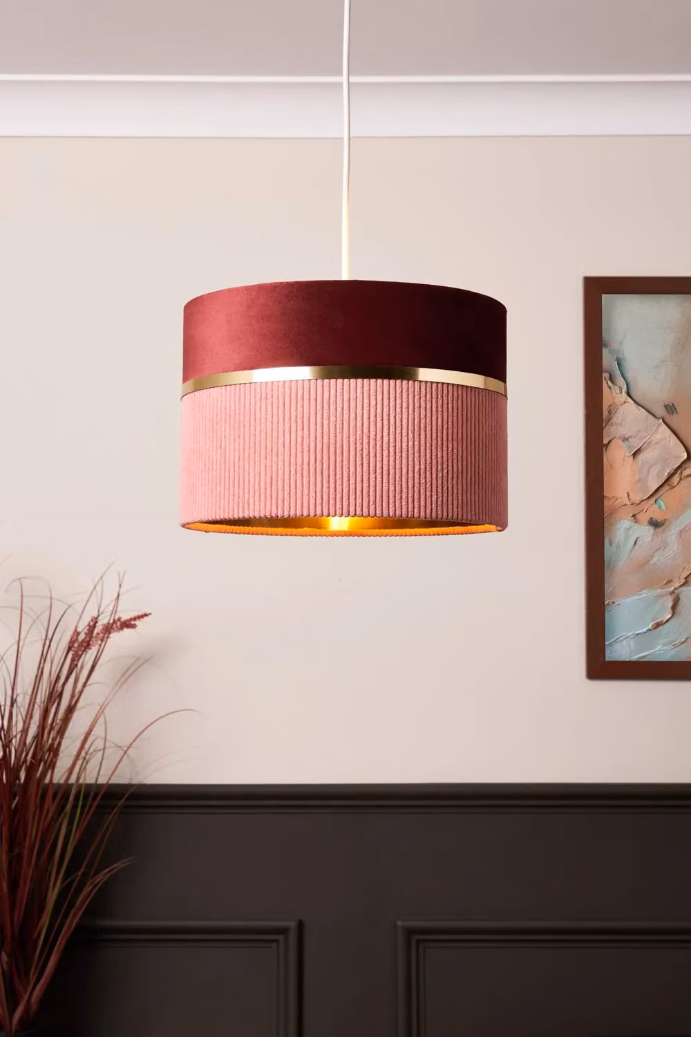 BHS Lighting Pink and Gold Easy Fit Cylinder Light Shade, Diameter: 30 cm – 2