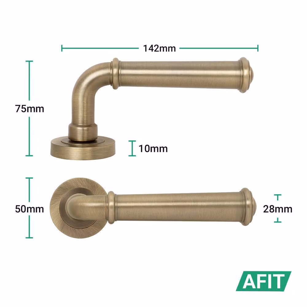 AFIT Antique Brass Fire Door Handle Latch Set in Bronze with Hinges, 150 x 150 mm – 4