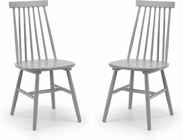 Julian Bowen Set of 2 Alassio Spindle Back Dining Chairs in Grey and Black Rubberwood