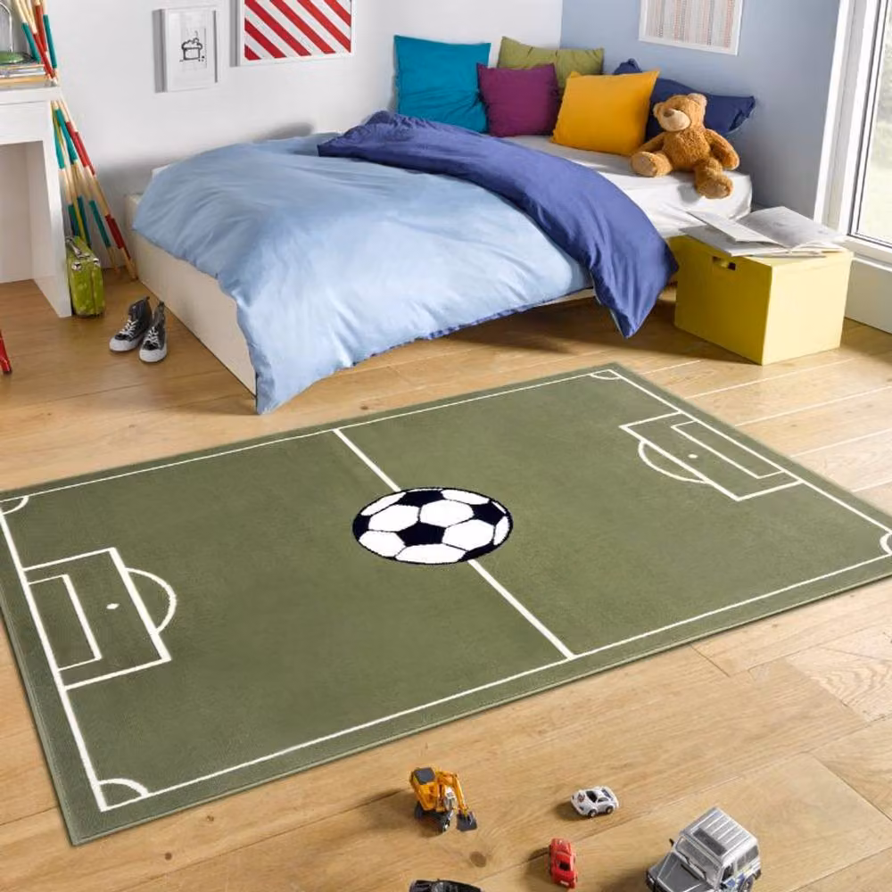 THE RUGS Estadio Polypropylene Football Play Rug for Children in Green, W: 80 cm, L: 150 cm – 2