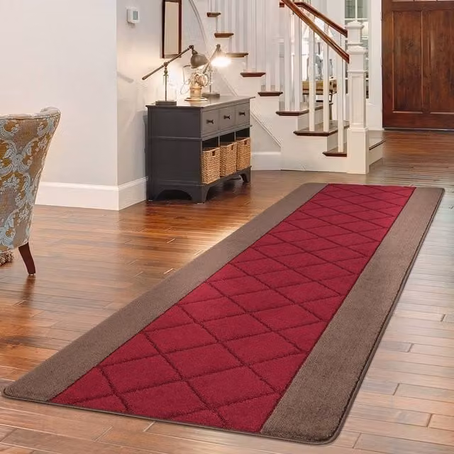 Smart Living Carmela Heavy Duty Non Slip Machine Washable Hallway and Kitchen Door Mat, Red, W/D/H: 60 x 40 x 1 cm – 1