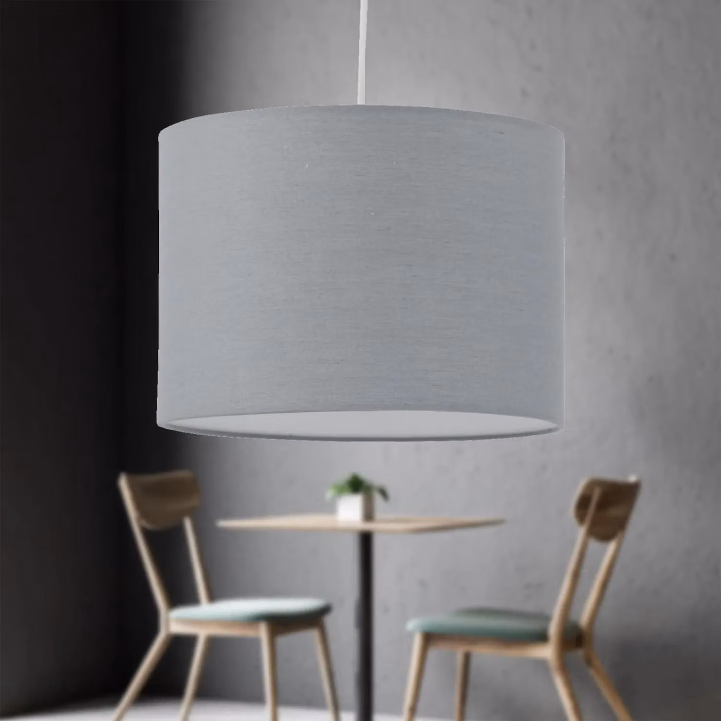 First Choice Lighting Grey Textured Cotton Cylinder Pendant Lightshade, Diameter: 25 cm – 3