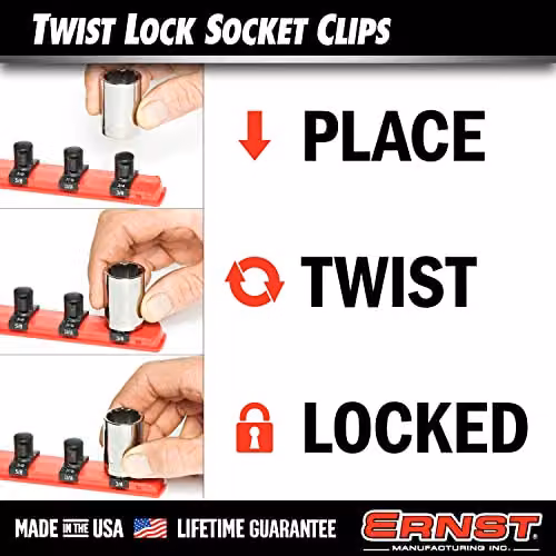 Ernst Manufacturing Socket Boss Accessory Pack with Face-Mount Holders and Twist-Lock Clips in Red – 5