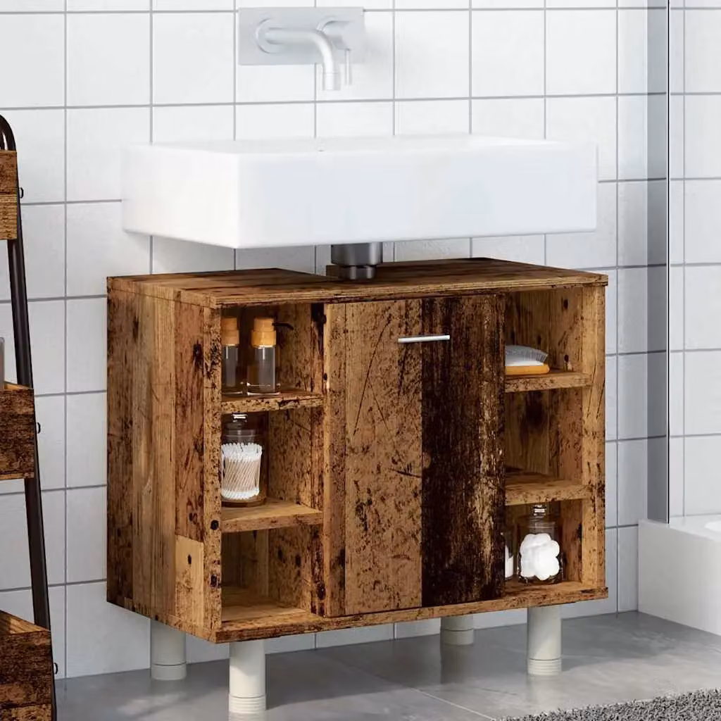 Berkfield Home Wall Mounted Bathroom Cabinet in Old Wood Brown, W/D/H: 60 x 32 x 53.5 cm – 3