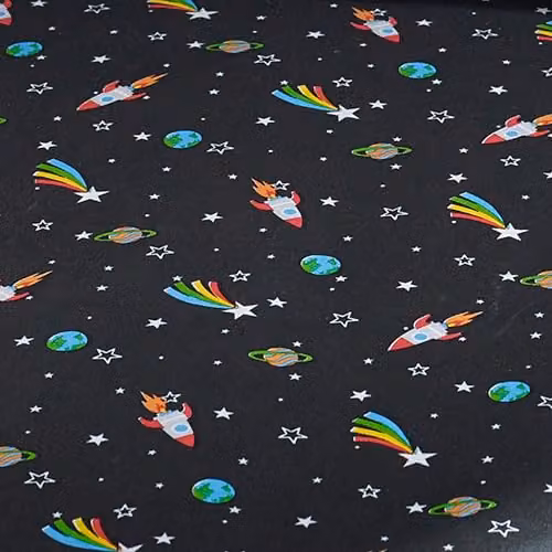 Catherine Lansfield Rainbow Rockets Double Fitted Sheet, Black, W/D/H: 140 x 200 cm – 2