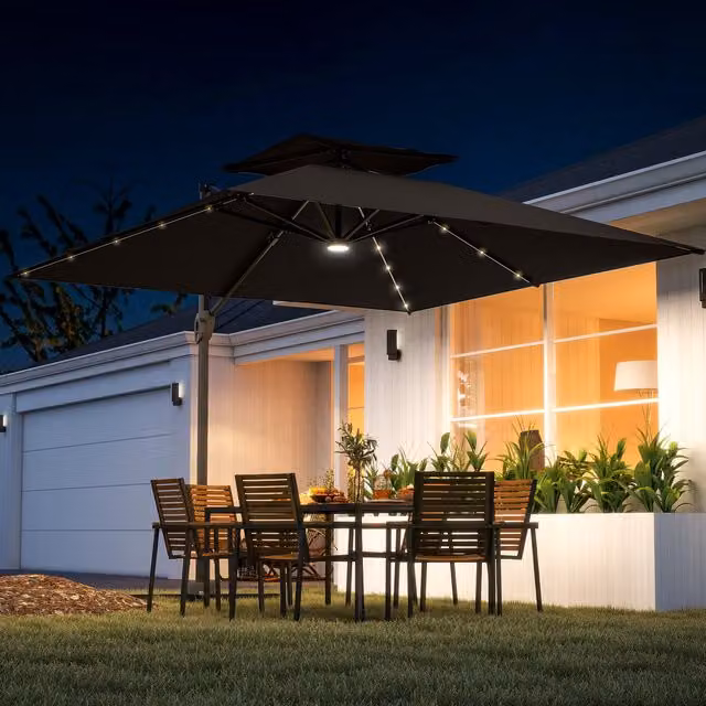 Outsunny 3.5m Aluminium Cantilever Parasol in Dark Grey with UPF 50 Protection