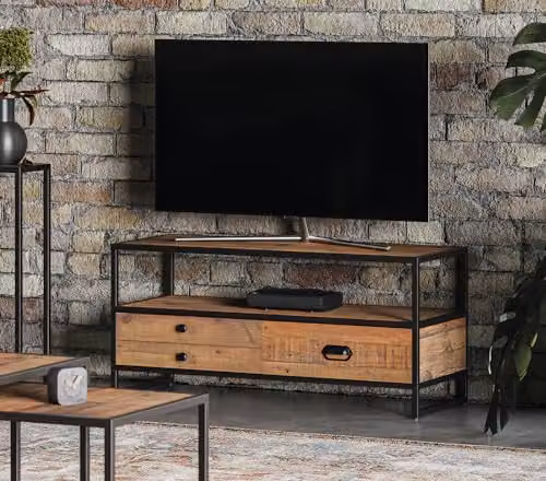 Baumhaus Ooki Widescreen Vintage Lacquered Wood Television Cabinet in Brown, W/D/H: 170 x 47 x 70 cm – 2