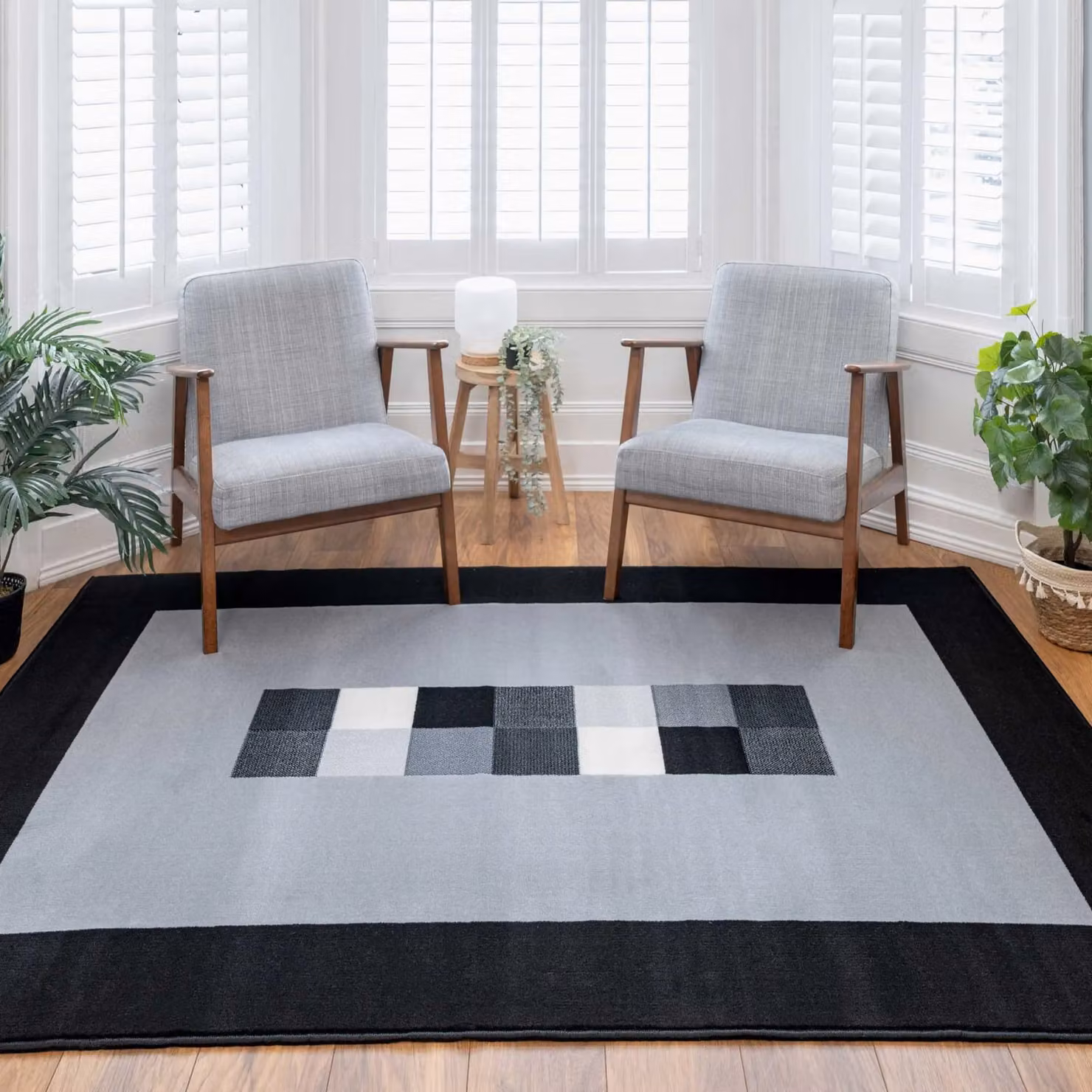Kukoon Modern Abstract Runner Rug in Black and Grey, W: 160 cm x L: 230 cm – 3