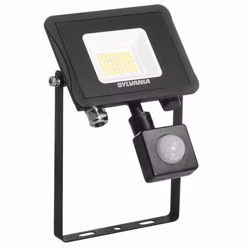 Sylvania Sylflood LED IP65 Floodlight with PIR Motion Sensor, 27W, 4000K Cool White, Black