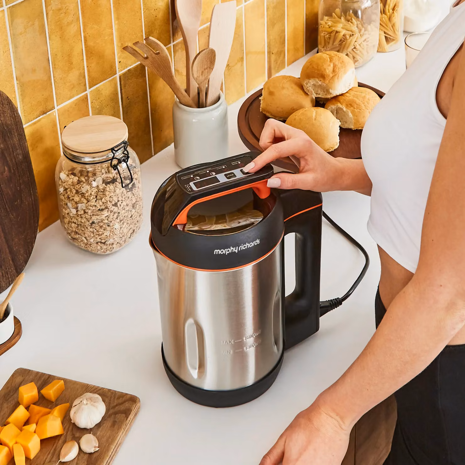 Morphy Richards Large Soup Maker in Metallic Silver with Digital Display and Timer – 7