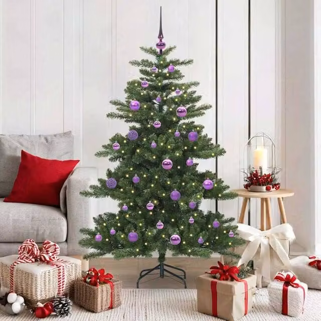 Berkfield Home Green Artificial Hinged Christmas Tree with 150 LEDs, Height: 150 cm – 1