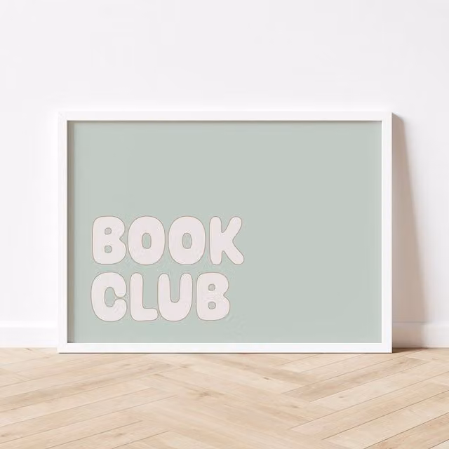 Autumns Corner Book Club Typography Paper Poster, Sage Green, A3