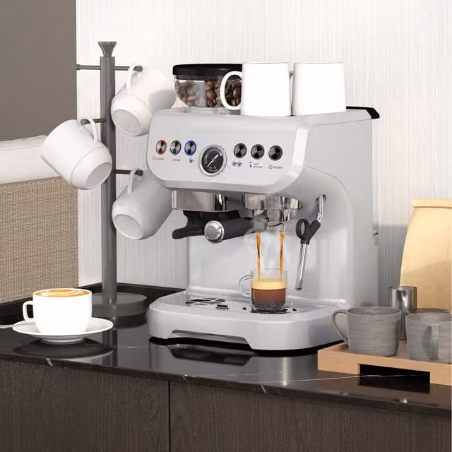 HOMCOM Espresso Machine with Steam Wand in Silver