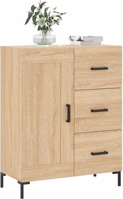 Berkfield Home Sonoma Oak Sideboard in Beige, W/D/H: 69.5 x 34 x 90 cm