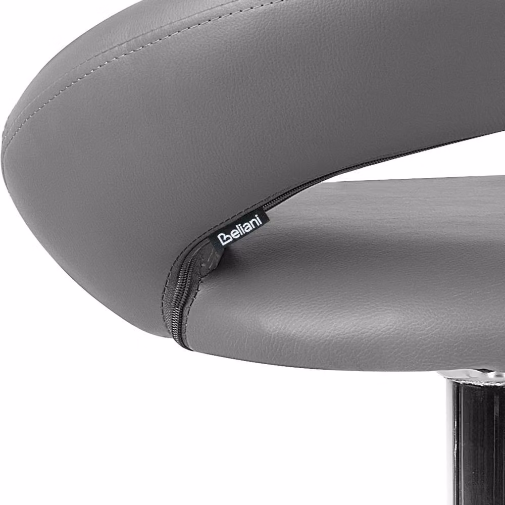Wyld and Coco Grey Faux Leather Swivel Bar Stool with Gas Lift Height Adjustment – 3