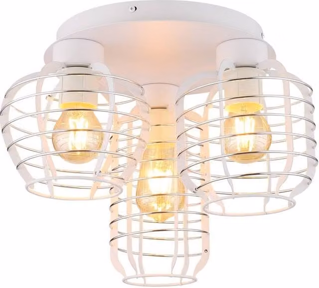 Netlighting Nesa Semi Flush Ceiling Light in Matt White with 3x E27 Sockets – 1