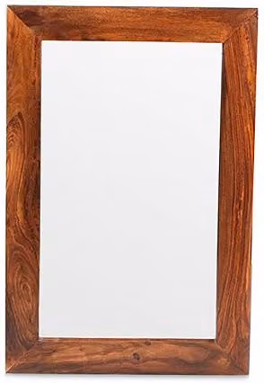 Archers Santa Clara Small Rectangular Acacia Wood Wall Mirror in Brown