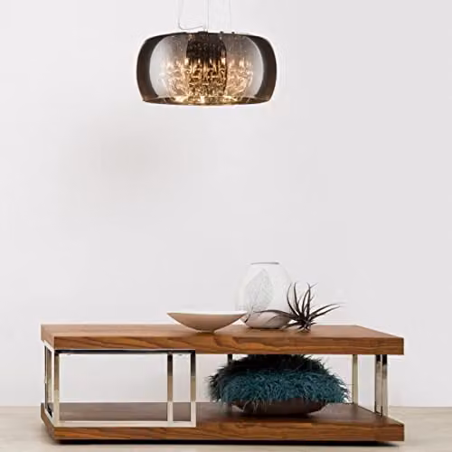 Zumaline Crystal Pendant Ceiling Light in Chrome and Grey with 6x G9 Sockets – 2