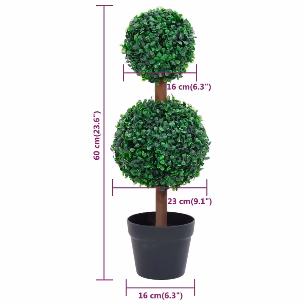 Berkfield Home Artificial Ball Shaped Boxwood Plant in Green with Pot, Height: 60 cm – 5