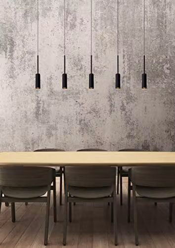 Lucide Tubule Modern LED Bar Pendant Light in Black with Warm White Light and Adjustable Height – 2