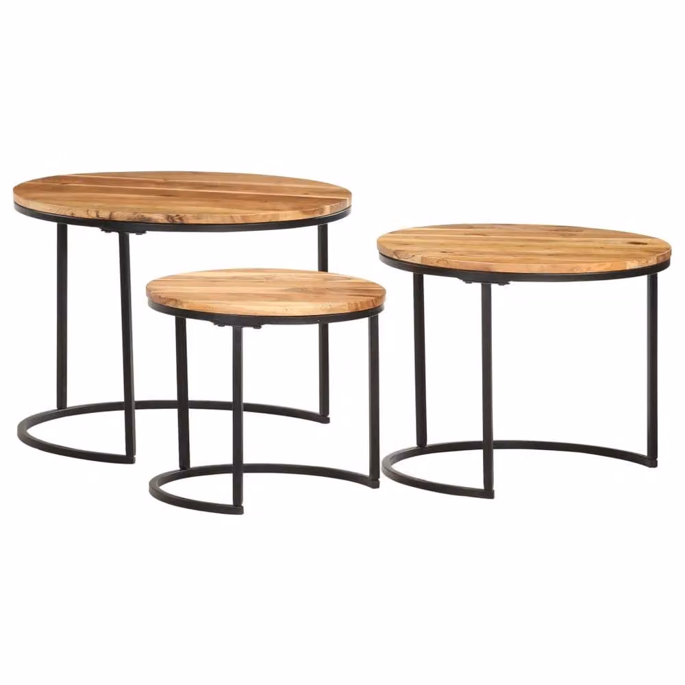Berkfield Home Nesting Tables, Set of 3, Solid Acacia Wood, Brown – 2
