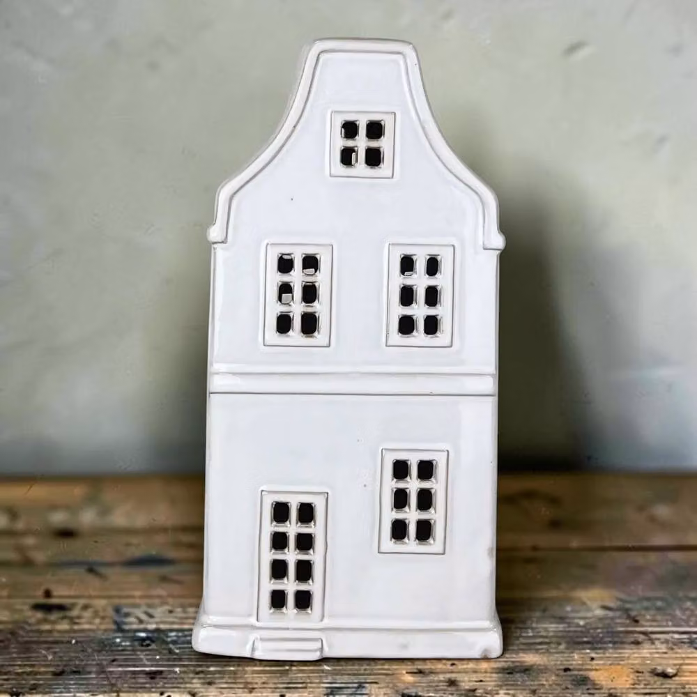 Four Candle White Ceramic House Ornament with LED, Height: 19.5 cm – 2