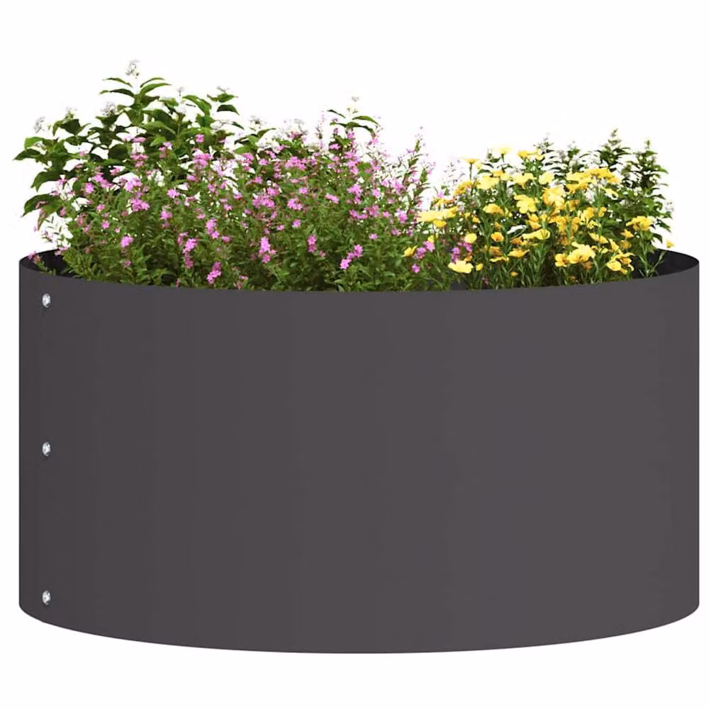 Berkfield Home Large Round Black Metal Planter – 2