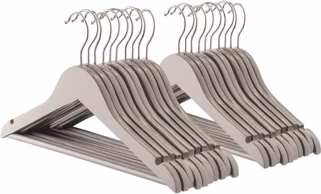 Harbour Housewares Grey Wooden Childrens Clothes Hangers with Notches and Bar