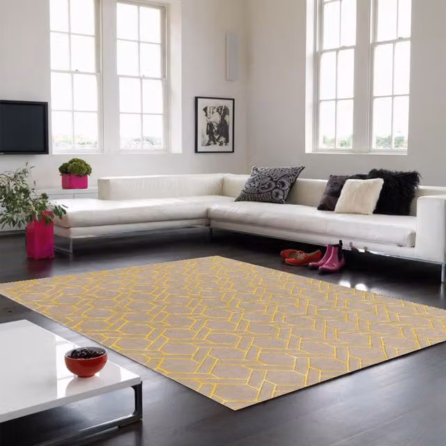 The Rug Shop UK Silver Handmade Chequered Wool and Viscose Rug, W: 120 cm, L: 170 cm