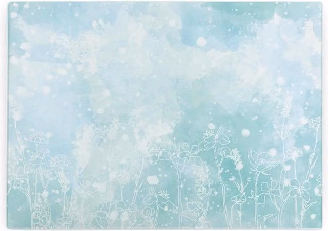 Purely Home Rectangular Blue Pastel Flowers Smooth Glass Worktop Saver