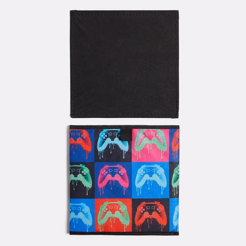 OHS Set of 2 Multicolour Printed Kids Folding Fabric Toy Organiser Storage Boxes – 2