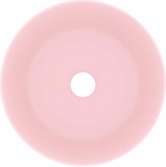 Berkfield Home Luxury Round Ceramic Wash Basin in Matt Pink, W: 40 cm, D: 40 cm, H: 15 cm – 1