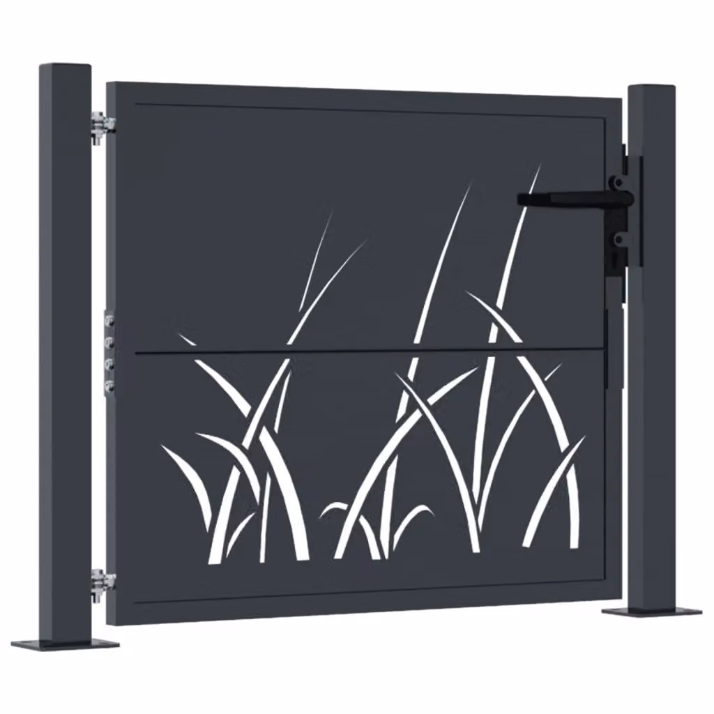 Berkfield Anthracite Steel Garden Gate with Grass Design, W: 80 cm, H: 105 cm – 2