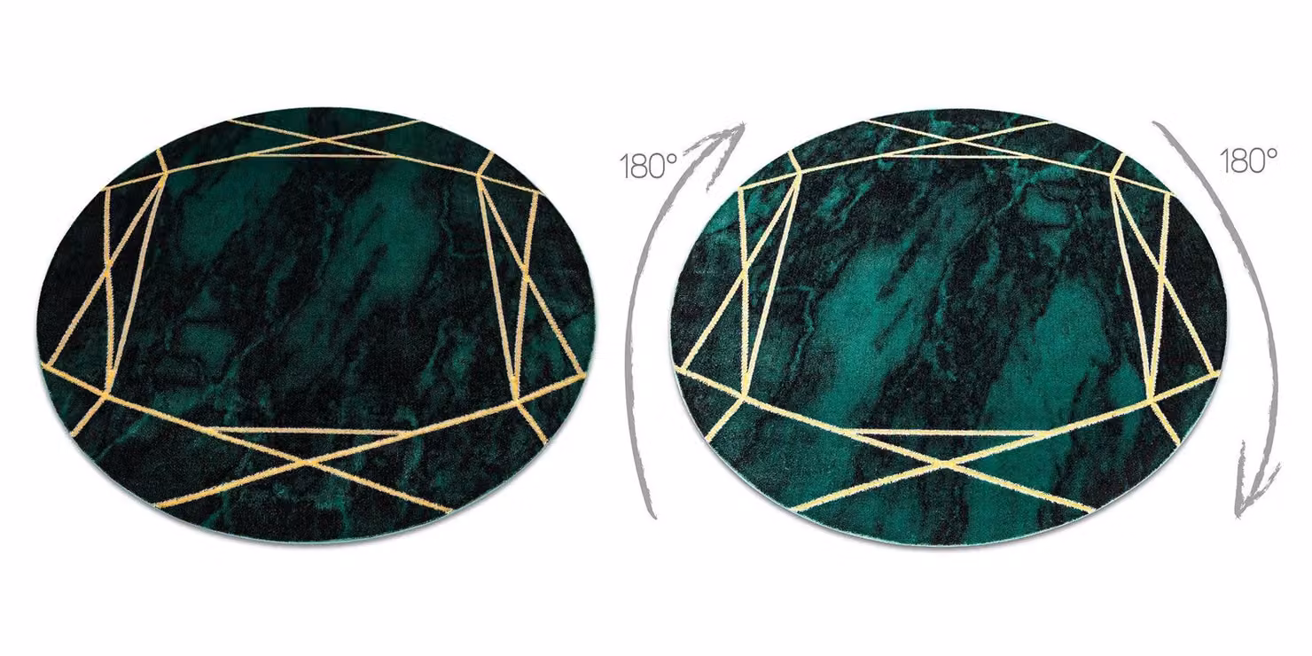 RugsX Emerald Round Green Geometric Rug, Diameter: 200 cm – 2