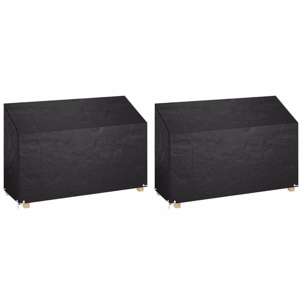 Berkfield Home Water-Repellent Polyethylene Garden Bench Covers, 2 Pack, Black, W: 190 cm, D: 70 cm, H: 70-88 cm – 2