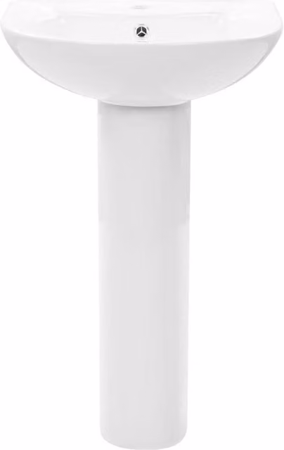 Berkfield Home Elegant Freestanding Ceramic Basin with Pedestal, White, W: 52 cm, D: 44 cm, H: 67 cm