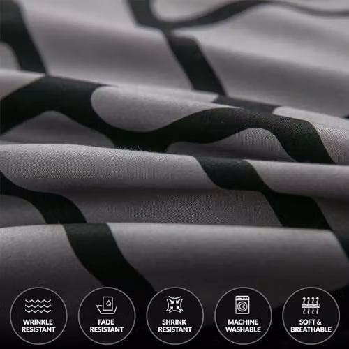 Pamposh King Size Reversible Microfibre Duvet Cover Set in Grey with Pillowcases and Concealed Zip Closure, W: 240 cm, H: 220 cm – 5