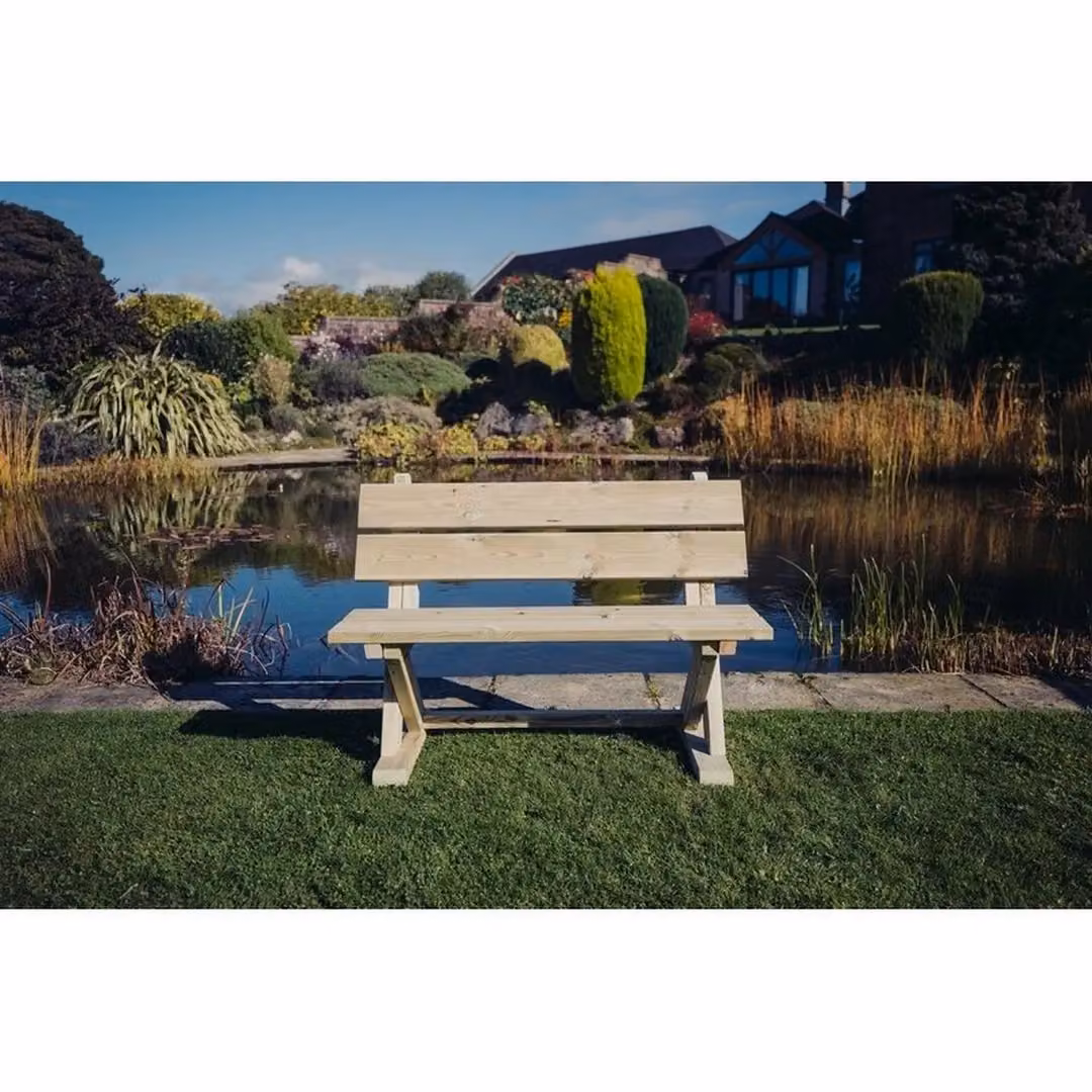 Churnet Valley Garden Furniture Ltd Ashcome Traditional Wooden Garden Bench in Brown, W/D/H: 120 x 65 x 90 cm – 2