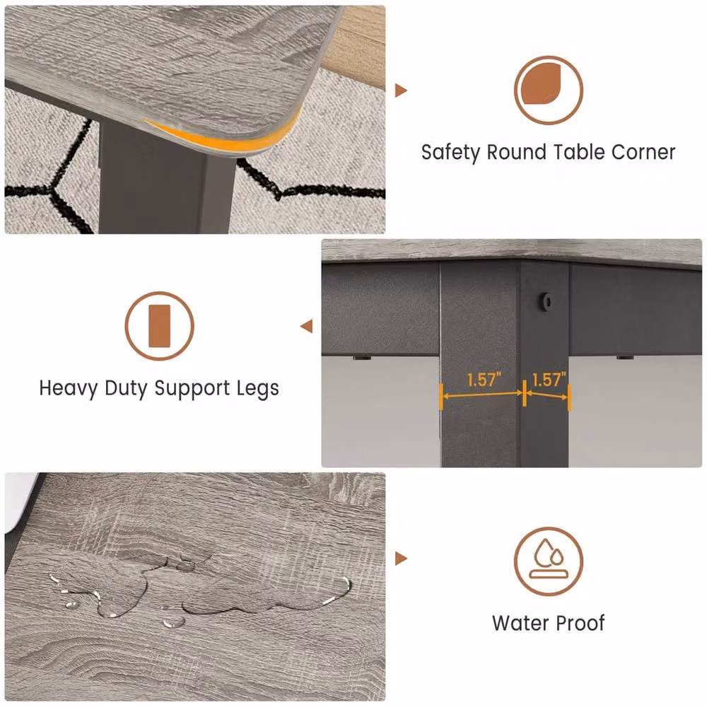 VOGREX Multi Purpose Gaming, Office or Dining Desk in Grey, W/D/H: 120 x 60 x 75 cm – 3