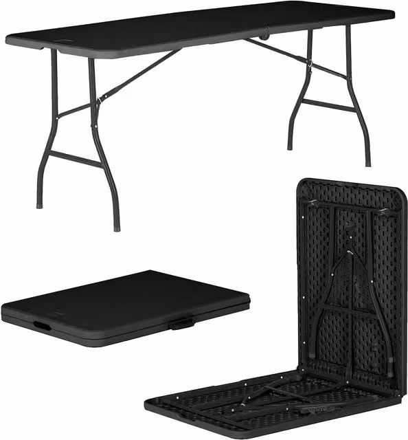 Harbour Housewares Black Rectangle Folding Trestle Table, W: 180 cm, D: 73.5 cm, H: 70 cm – 5