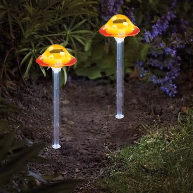 Marco Paul Solar Mushroom Garden Lights, 2 Pack, Yellow – 1