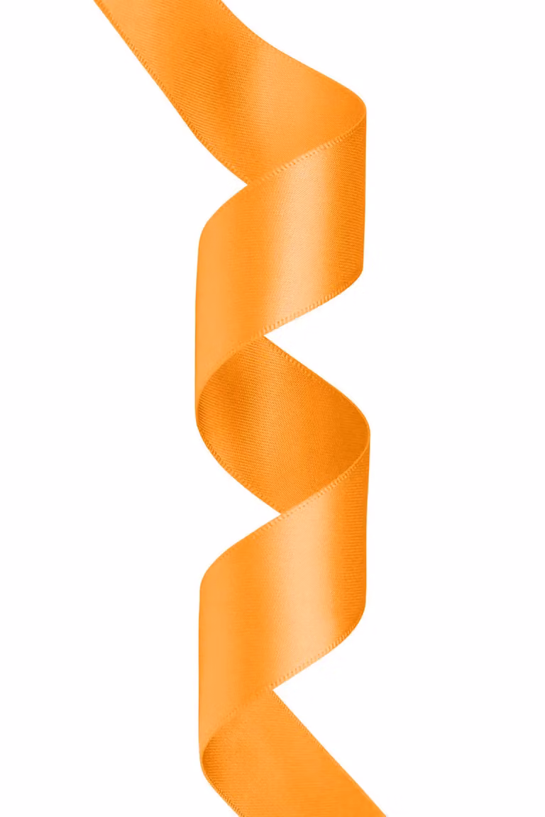 Neel Blue Double Sided Satin Polyester Ribbon Roll, 25mm x 10 Metres in Orange