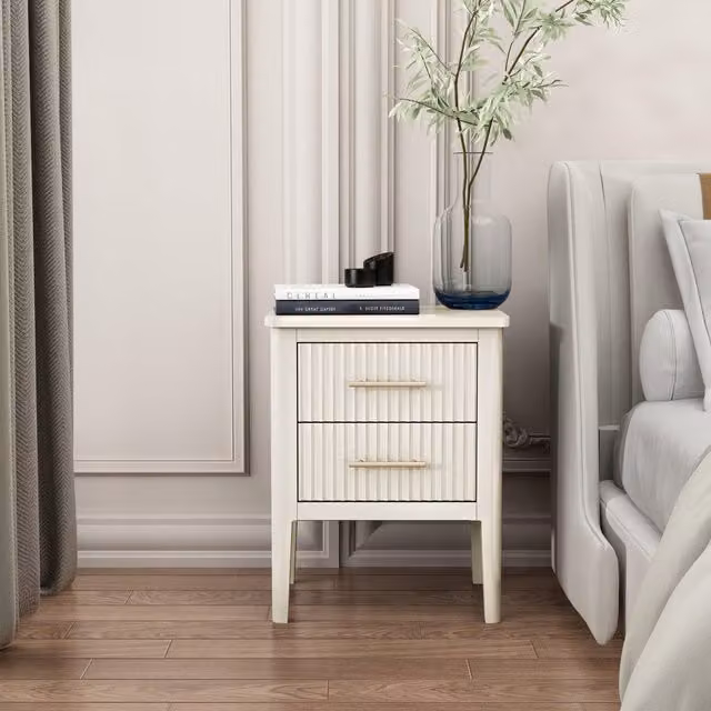 Cabinet Bits Palau 2 Drawer Bedside Table in White – 1