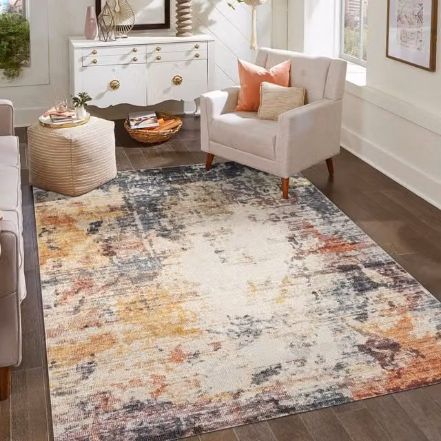 Aress Washable Modern Abstract Area Rug, Multi Coloured, W: 230 cm x D: 160 cm